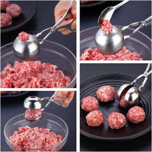 Outil de cuisine DIY à long manche pour boulettes de riz, fruits, boulettes de viande en acier inoxydable, pinces à boulettes de viande, cuillère à boulettes de viande - Product Image 4