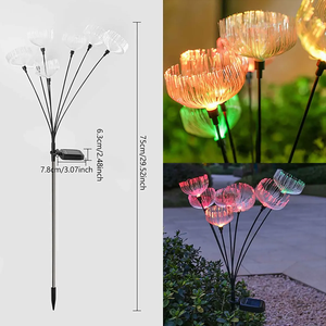 Lampe LED solaire étanche en forme de méduse pour extérieur, <span class=keywords><strong>cour</strong></span>, balcon, camping - Champignon décoratif en fibre optique pour sol, IP65 - Product Image 1