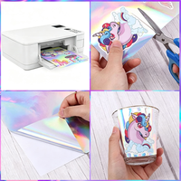 Autocollant holographique antistatique en PVC de haute qualité, personnalisé, à une face, auto-adhésif, effet verre brisé, pour utilisation en dessin animé