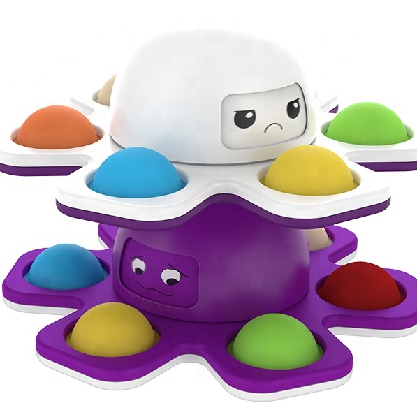 Amazon New Face Change Octopus Spinning Top; Rotating Flip Octopus Popping Bubble Toy; Relieves Stress and Anxiety Figit Toys