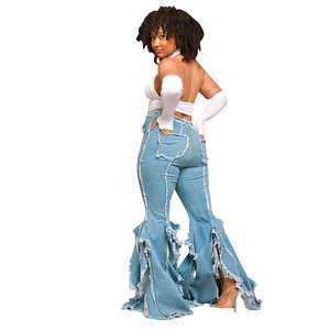 Large Size Women's New Skinny Breathable Denim <strong>Micro</strong> Horn Long Jeans <strong>Source</strong> - Product Image 5