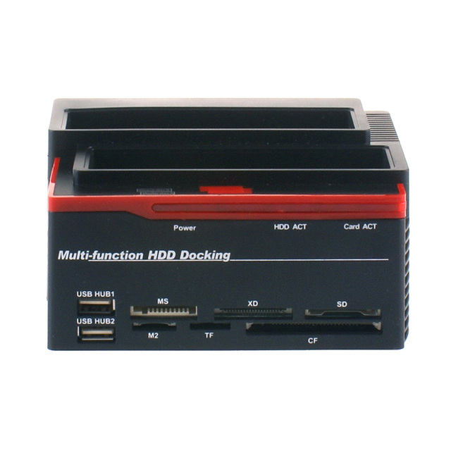 All-in-1 2.5\" & 3.5\" IDE SATA HDD Hard Drive Disk Clone Docking Station with Multi-Card Reader & USB Interface