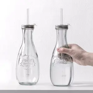 Fabrikant Aangepaste 600Ml Drank Glazen Fles Sap Soda Drinkglas Fles Transparante Fles