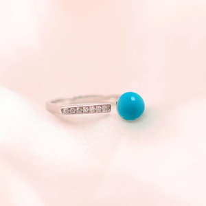 Bagues pour femmes en argent sterling classique de style 2025 avec pierre ronde en turquoise certifiée CMA pour la vente en gros - Product Image 5