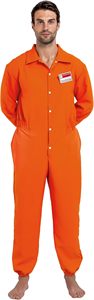Combinaison de prisonnier orange pour homme et femme avec étiquette nominative, costumes d'Halloween pour adultes - Product Image 2
