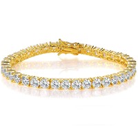 Bracelet de tennis pour dames en laiton léger plaqué or rétro moderne avec zircon cubique et diamant de luxe