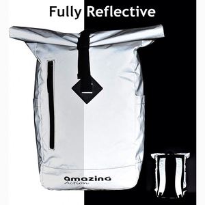 Échantillon gratuit : Sac à dos tendance à fermeture roll-top avec logo personnalisé, imperméable et écologique pour les voyages, en tissu Oxford - Product Image 2