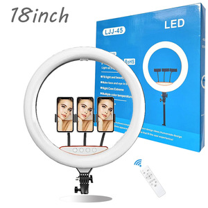 Aro de <span class=keywords><strong>Luz</strong></span> LED de 45 cm (18 Pulgadas) <span class=keywords><strong>para</strong></span> Selfies, Lámpara de <span class=keywords><strong>Maquillaje</strong></span> con Control Remoto, <span class=keywords><strong>Luz</strong></span> Fotográfica con Trípode de 2.1 m - Product Image 2