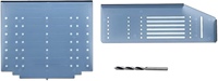 Kit de gabarits d'installation pour quincaillerie de portes et tiroirs de meubles, incluant un gabarit de perçage pour la pose de boutons et poignées de meubles