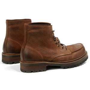 Men's Work Boots Round Toe Oil-waxed Suede Thick-soled <b>Rubber</b> Outsole Water Resistant Hunting Boots Brown <b>Matte</b> - Product Image 4