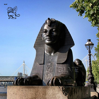 Statue de jardin de style égyptien antique extérieur personnalisé BLVE Sculpture de sphinx égyptien grandeur nature en marbre noir
