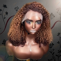 Peluca frontal de encaje 13*4 de cabello humano virgen de doble densidad, cabello humano brasileño original sin procesar SDD, peluca frontal de encaje con rizos Pissy.