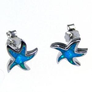 Hawaii Style 925 Sterling Silver Gioielli Blu Opale di Fuoco Blu Opale <span class=keywords><strong>Orecchini</strong></span> <span class=keywords><strong>Stella</strong></span> <span class=keywords><strong>Marina</strong></span> - Product Image 1