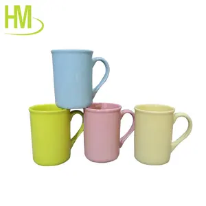 14oz logotipo personalizado impreso promocional gres porcelana leche café blanco tazas de cerámica esmaltadas en naranja rojo azul verde