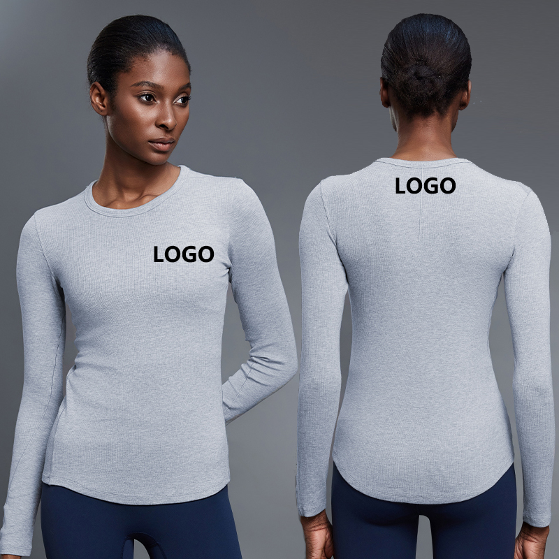 YBO-D25145 Modal Yoga Clothes Long Sleeve Women's Running Fitness Tops Round Neck Casual Sports Bottoming Shirt