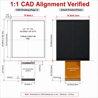 Modul LCD TFT IPS 3,5 inci 320*240 RGB 54-Pin 4-Kawat Layar RTP untuk Pengontrol HMI Industri