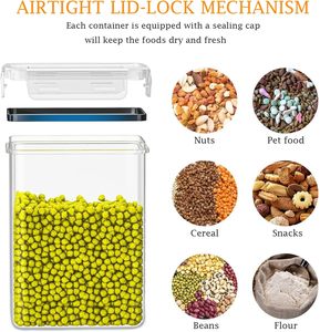 Juegos de contenedores de almacenamiento de alimentos secos, caja hermética de plástico para contenedores de cereales para despensa y organizador de cocina - Product Image 3