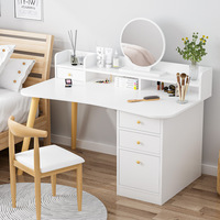 Table de maquillage sur mesure en MDF de style nordique avec miroir, unité de coiffeuse de chambre à coucher, vente en gros d'usine, meuble de coiffeuse