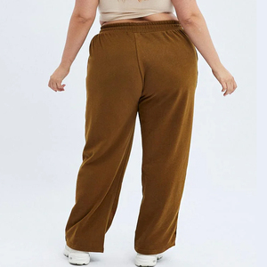 Vêtements pour femmes de <span class=keywords><strong>grande</strong></span> <span class=keywords><strong>taille</strong></span>, tricoté sur mesure, décontracté, <span class=keywords><strong>beige</strong></span>, ample et surdimensionné, baggy marron pour femmes, <span class=keywords><strong>pantalon</strong></span> de jogging à jambes larges, <span class=keywords><strong>pantalon</strong></span> <span class=keywords><strong>grande</strong></span> <span class=keywords><strong>taille</strong></span> - Product Image 3