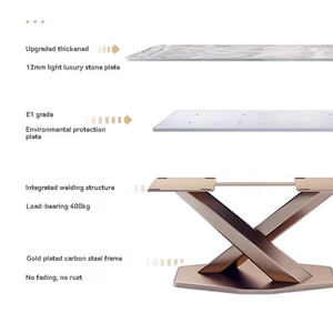 Light Luxury <strong>Small</strong> <strong>Dining</strong> <strong>Table</strong> Chair Combination Modern Rectangular Rock <strong>Table</strong> with Bright Finish <strong>for</strong> Home Use Metal Material - Product Image 5