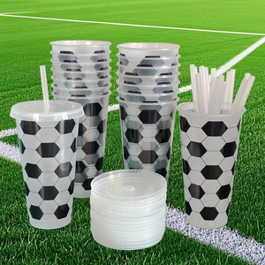Gobelet <span class=keywords><strong>en</strong></span> plastique réutilisable de type paille pour supporter de football, avec couvercle et paille, sans BPA, écologique, pour cadeaux de fête et sport, Qualité Supérieure - Product Image 6
