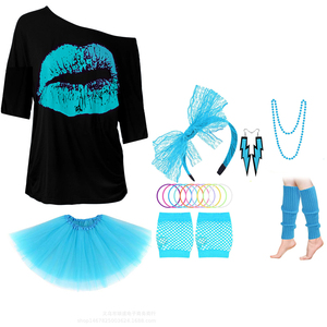 Conjunto <span class=keywords><strong>de</strong></span> accesorios <span class=keywords><strong>de</strong></span> falda sólida para niñas, camiseta <span class=keywords><strong>de</strong></span> <span class=keywords><strong>los</strong></span> años <span class=keywords><strong>80</strong></span> para fiesta, disfraz <span class=keywords><strong>de</strong></span> <span class=keywords><strong>los</strong></span> años 1980, S-XXXL - Product Image 4