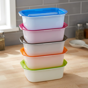 Juego de Recipientes Rectangulares de Plástico Dynasty, Aptos para Microondas, Libres de BPA, 6 Piezas, Capacidad de 200 ml, Apilables, Tazones para Sopa, Tazas, Inyección de PP - Product Image 3