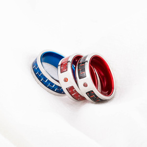 Men's <b>Titanium</b> Steel <b>Rings</b> Geometric Carbon Fiber Inlay Colorful Fashion Jewelry Gift - Product Image 4