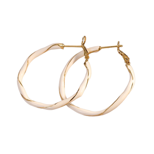 E4744 Orecchini a Cerchio in Oro Massiccio 18K per Donna, Classici Rossi per Uso Quotidiano, Gioielli Raffinati - Product Image 1