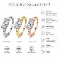 Bague Radiant en Moissanite, Argent Sterling 925, 5x7mm 1ct, Pavé VVS1 Couleur D, 3 Couleurs, Tailles US 5-9, Bijoux pour Femme