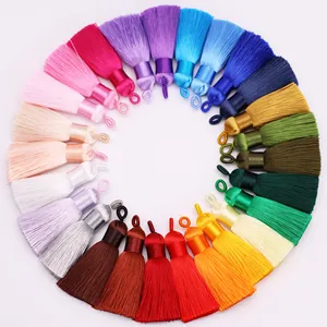 High Quality 5cm Solid color Rayon Fat Silk tassel with Circle Accessories for Earrings Pendant Cheongsam Pearls and Jewels