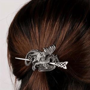 Barrettes à cheveux celtiques vikings, épingles à cheveux vintage à nœud celtique, bâtons à cheveux rétro en alliage d'argent, bijoux de barrette à cheveux en métal viking celtique - Product Image 1