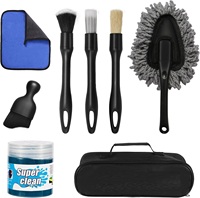 Kit de nettoyage intérieur et extérieur de voiture 8 pièces, brosses en poils de sanglier, brosse de détail ultra-douce, plumeau |   pour Auto/Camion/SUV