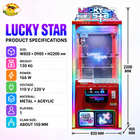 Mesin Cakar Mini Arcade Animasi Logam Penuh, Mesin Penjual Cakar Kustom dengan Penerima Koin & Pembaca Kartu