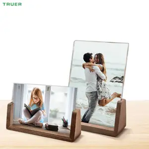 Acrylic Picture Frame 2 Packs Set 4x6 5x7 Clear Double Sided Photo Display Desktop Bookshelf Photo Acrylic Stand
