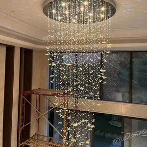 Lampadario moderno personalizzato a goccia di pioggia in vetro a farfalla lungo per soggiorno decorativo Design a goccia di pioggia - Product Image 4