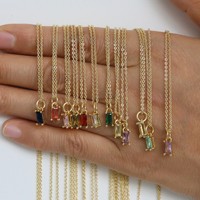 Collier pendentif rectangulaire en zircon plaqué cuivre de haute qualité, pierre de naissance de juillet, tendance pour les fêtes, le plus vendu