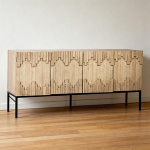 Recycled <b>Pine</b> Wood Antique Natural Iron Base <b>Cabinet</b> Living Room <b>Cabinet</b> Sideboard - Product Image 3