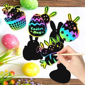 Set de Arte para Rascar de Pascua: Elementos Festivos Adorables, Colores Vibrantes Revelados, Suministros para Aliviar el Estrés, Troquelado de Papel - Product Image 3