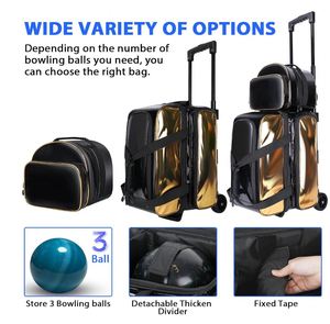2 Ball <b>Bowling</b> Bag with Wheels + 1 Ball Color Matching Add on Tote Rolling 3 Ball <b>Bowling</b> Bag with Shoe Compartment - Product Image 2