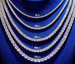 Dây chuyền kim cương nhân tạo QUEENSUN IGI GIA, vàng trắng 14k 18k, 1 carat 2 carat, cắt sáng tròn, bộ sưu tập dây chuyền tennis - Product Image 1