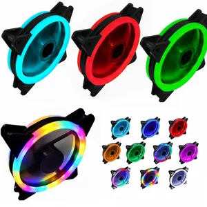 12cm Computador Ventilador 120mm LED Silencioso RGB Fan CPU Coolers Dupla Aurora Abertura Dupla Radiadores Ultra Silencioso Ventilador Caso Colorido