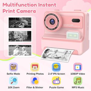 Appareil photo instantané pour enfants 1080P, 3 rouleaux de papier photo, cartes SD 32 Go, appareil photo instantané pour selfies, cadeaux parfaits pour Noël et les anniversaires - Product Image 2
