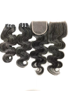 Nuovi prodotti per capelli 2023 sale <span class=keywords><strong>e</strong></span> pepe tessuto per capelli Mix di tessuto grigio <span class=keywords><strong>e</strong></span> nero corpo indiano ondulato capelli umani <span class=keywords><strong>extension</strong></span> - Product Image 6