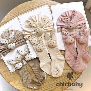 Venta al por mayor OEM bebé Fetal sombrero conjunto Primavera Verano diversión calcetines dibujos animados recién nacido bebé sombrero Beanie calcetines conjunto - Product Image 5