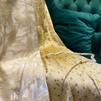 Tela de Cortina Jacquard con Hilo Dorado en Relieve, Estilo Francés de Lujo, para Dormitorio, Cortinas Modernas de Lujo para Sala de Estar