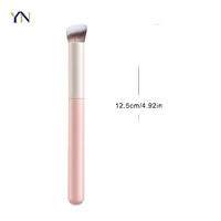 Pinceau à sourcils et eyeliner en forme de faucille, à bord couteau, liquide, ultra-fin, à angle oblique, tête plate, pour maquillage du visage