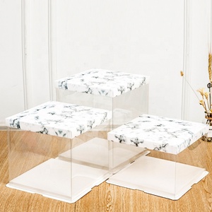 Boîte à gâteau transparente de haute qualité avec motif marbré, options de lamination brillante/mate et d'impression en relief, vente en gros - Product Image 4