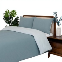Ensemble de housse de couette réversible 3 pièces en coton 100% pour lit Queen Size, tissu doux et respirant, fermeture éclair, motif uni 2