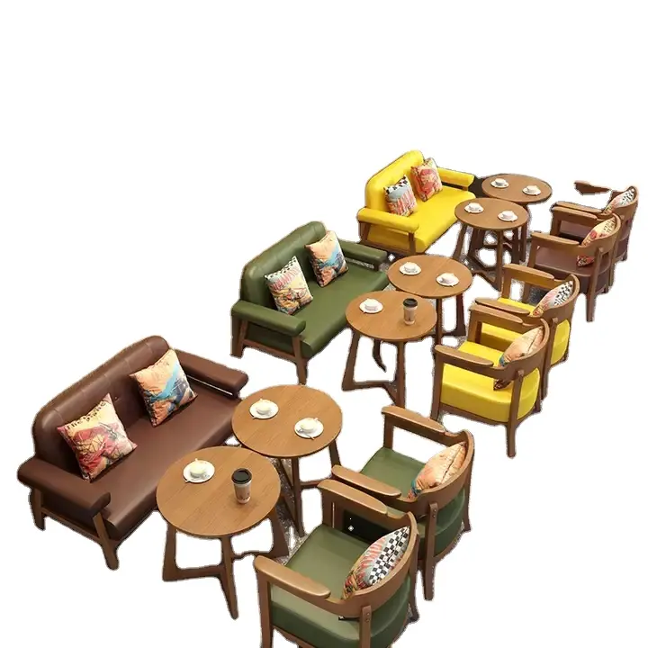 Hot Selling Leisure Coffee Shop Furniture Western Restaurant Solid Wood Tables and Chairs